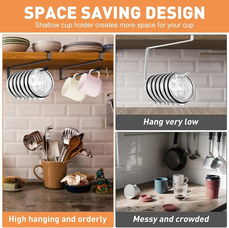 IPEROT Tumbler Lid Organizer, 2 Pack Coffee Mug Holder for Yeti Tumbler Lid, Space Saving Mug Hanger Rack Holds Up to 12 Lids, Cup Holder Under Cabinet, Water Bottle Lid Holders for Kitchen Storage - Image 5